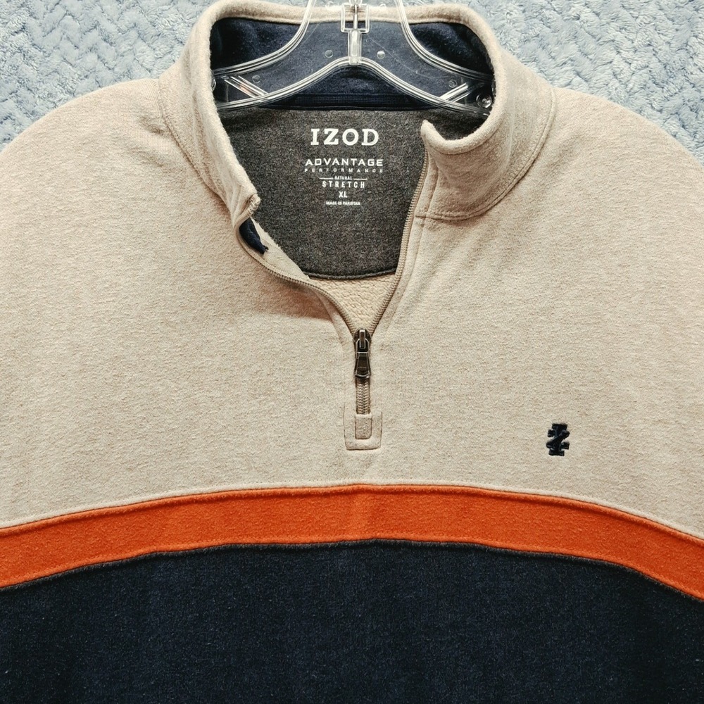IZOD Advantage Performance Mens XL Quarter Zip Pullover Colorblock Sweatshirt